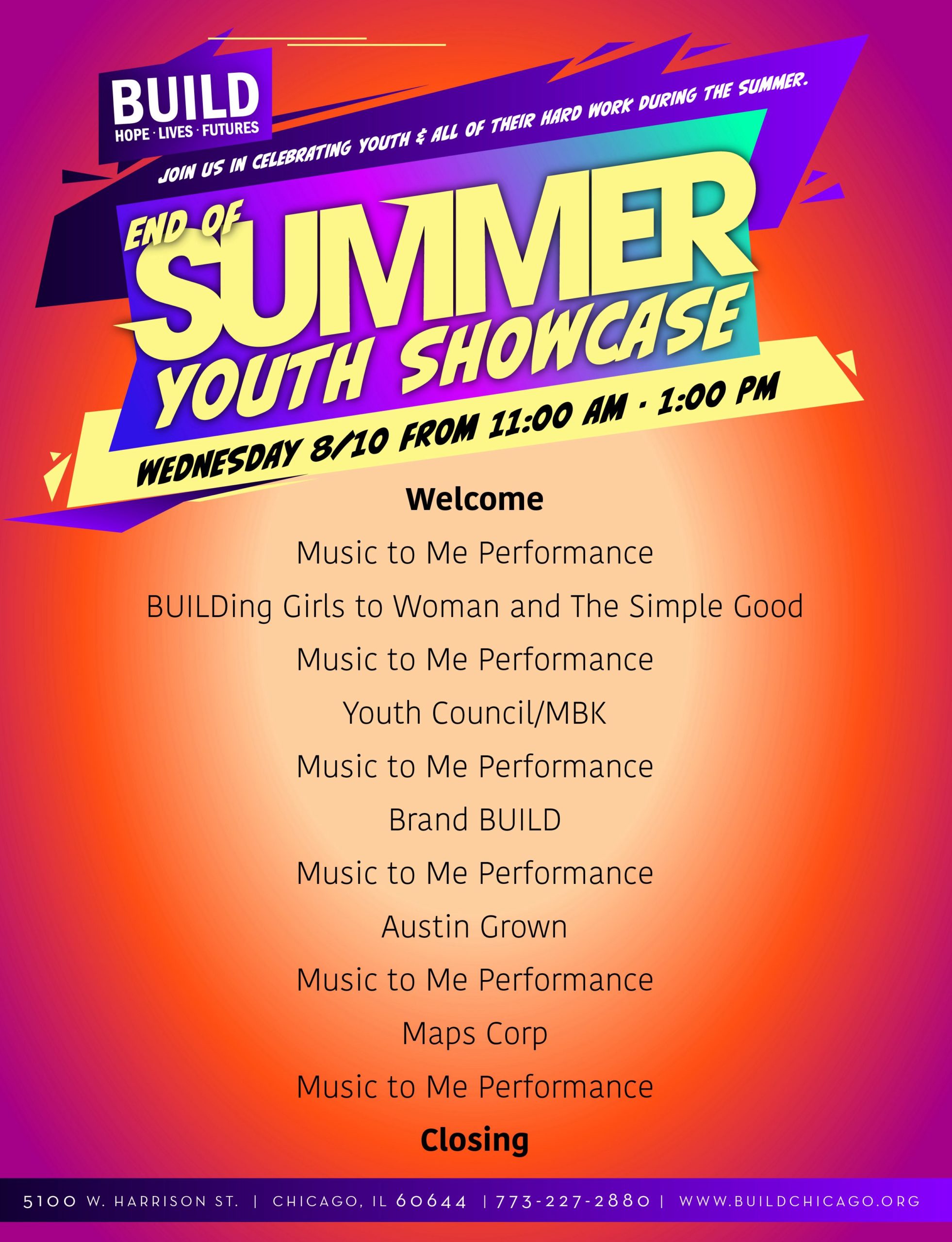 End of Summer Youth Showcase BUILD, Inc.